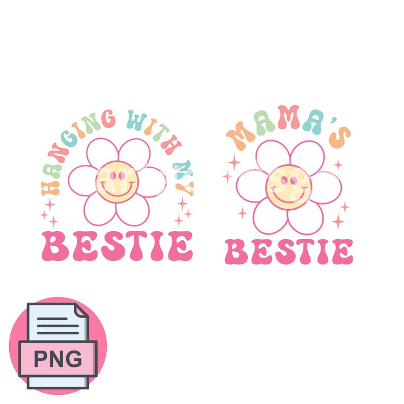 Groovy Mama und ich svg svg, Retro Mama und mini svg, Muttertags svg, Mama svg, boho Mama svg, passendes Shirt svg, Mama gewellter Text svg png Bild 2