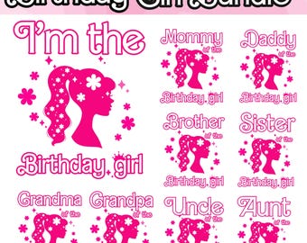 Doll Birthday Bundle Png, Pink Doll Birthday Girl PNG, Birthday Girl Png Princess Birthday, Doll Brown Hair Theme