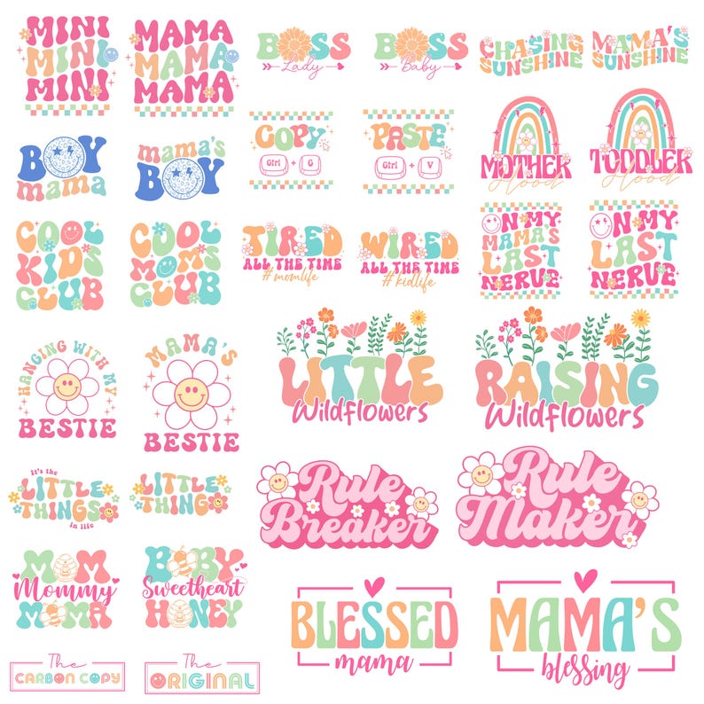Groovy Mama und ich svg svg, Retro Mama und mini svg, Muttertags svg, Mama svg, boho Mama svg, passendes Shirt svg, Mama gewellter Text svg png Bild 1