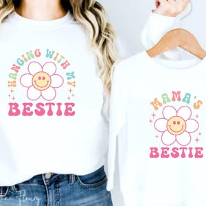 Groovy Mommy and me svg , Mommy&#39;s bestie svg, mothers day svg, mom svg, boho mama svg, matching shirt svg, Mommy and Me SVG