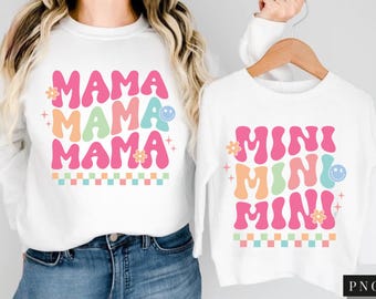 Retro Mama Mini Matching Valentines PNG, Sublimation Valentine's Day PNG, Retro Valentine Sublimation, Mommy and Me PNG, Digital Download