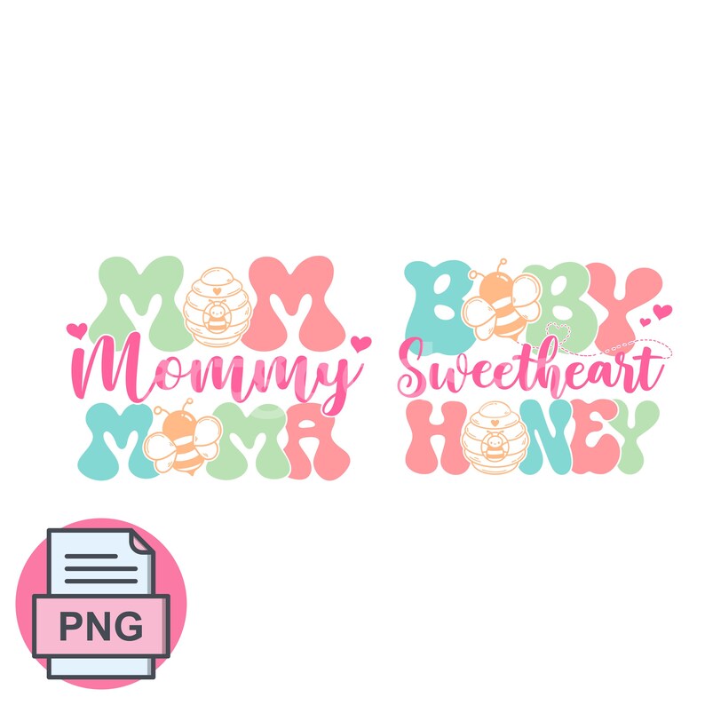 Groovy Mama und ich svg svg, Retro Mama und mini svg, Muttertags svg, Mama svg, boho Mama svg, passendes Shirt svg, Mama gewellter Text svg png Bild 6