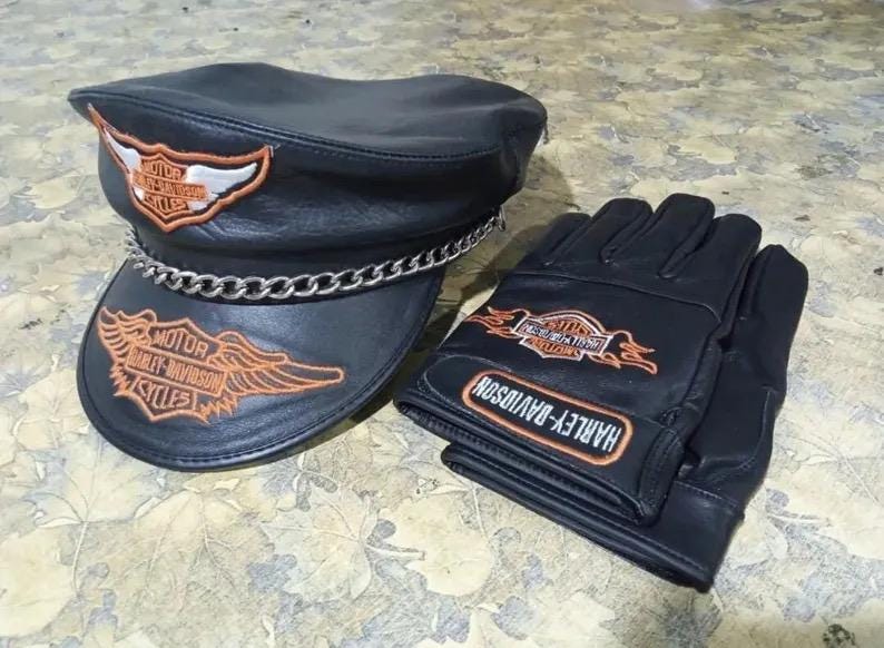 Vintage Harley Davidson Leather Cap, Biker Hat - Etsy Canada