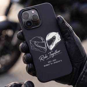 Coque telephone moto personnalisee, Ride Together cadeau couple motard