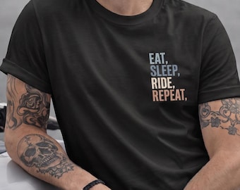 Eat Sleep Ride Repeat Shirt, Motorcycle Rider Tee, Biker Gift, Minimal Moto Graphic T-Shirt
