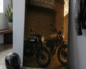 Cafe Racer Motorcycle Print, Vintage Garage Wall Art (Digital Download)