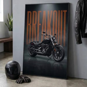 Harley-Davidson Breakout Poster, Cruiser Motorcycle Wall Art