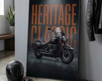 Harley-Davidson Heritage Classic Poster, Cruiser Wall Art