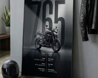 Triumph Street Triple 765 Motorcycle Poster, Modern Garage Wall Art (Digital Download)