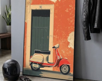 Scooter Retro Poster, Arte de Pared, Descarga Digital