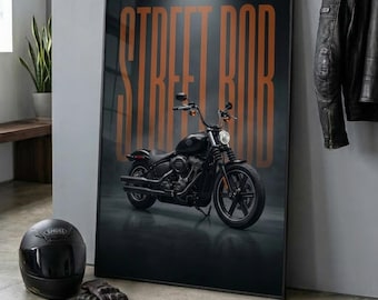 Harley-Davidson Street Bob Poster, Cruiser Motorcycle Wall Art