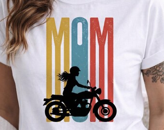 Retro Motorcycle Mom T-Shirt, Biker Rider Tee, Vintage Moto Mom Gift