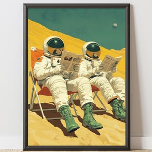 Póster de Astronauta, Impresión Espacial Retro, Arte de Ciencia Ficción, Decoración Surrealista, Descarga Digital