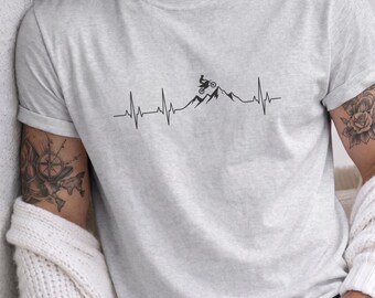 Motorcycle Heartbeat Shirt, Mountain Rider T-Shirt, Biker Gift