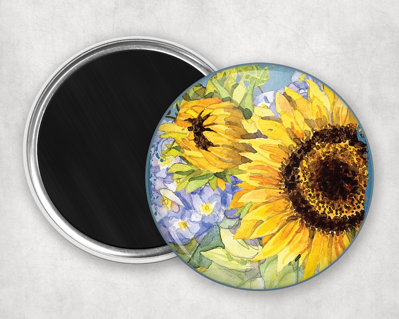 Handmade 3.5' large sunflower magnets for fridge - sunflower decorations for kitchen - cute gift ideas for gardeners MA-351 