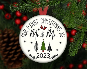 Our first Christmas married ornament Mr. and Mr. Christmas gift for couples. Milestone Xmas ornaments for the year 2023 - ORN-KS-12