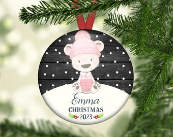 Unbreakable personalized Christmas ornaments for children. Baby's first Christmas ornament. Baby bear Christmas decorations - ORN-PERS-98ND