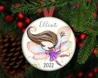 Baby's first Christmas ornament personalized, Baby girl first Christmas ornament, Christmas fairy decorations for the tree - ORN-PERS-60A