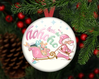 Retro Santa Claus Christmas Ornament. Santa's Sleigh Holiday Decorations for the Tree - CHR-ORN-10