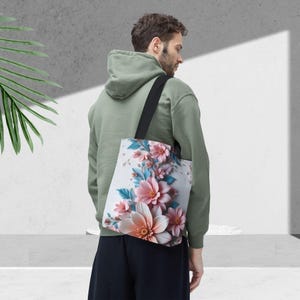 Blumen Einkaufstasche | Stilvoller All-Over-Print, perfekt für den täglichen Gebrauch, Geschenke, Einkaufen, den Strand oder besondere Anlässe