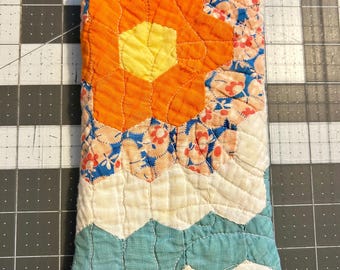 Upcycled Vintage Quilt Eyeglass Case, Repurposed Sunglasses Holder