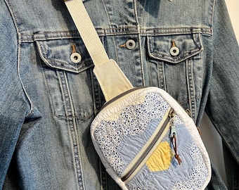 Vintage Quilt Mini Sling Bag, Repurposed Patchwork Crossbody