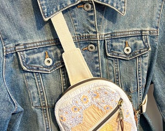 Vintage Quilt Mini Sling Bag, Repurposed Patchwork Crossbody