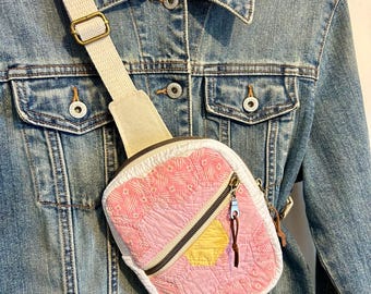Vintage Quilt Mini Sling Bag, Repurposed Patchwork Crossbody