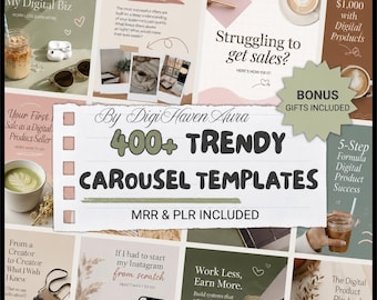400+ Faceless Instagram Carousel Templates Aesthetic Canva Social Media Kit TikTok & IG Slides PLR MRR Digital Product Bestseller