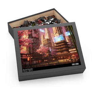 Futuristic City with Cherry Blossoms Puzzle (120, 252, 500-Piece)