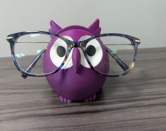 フクロウの眼鏡ホルダー、木製眼鏡スタンド、木製フクロウ、デスク用