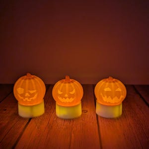 Pumpkin Teelichter 3er Set - 3D gedrucktes Halloween Kerzenzubehör - Jack O Lantern