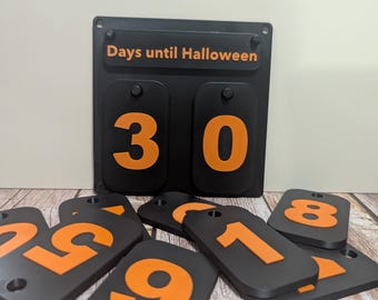 Hanging Halloween Countdown Sign | 3D printed Days Until Halloween Calendar | Reusable Spooky Decor | Halloween Party Decoration