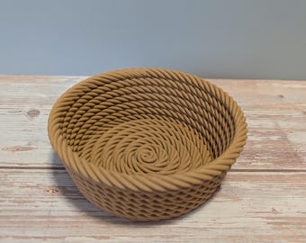 3D Printed Rope Bowl – Small Decorative Storage Basket, Modern Minimalist Desk Organizer, Candy, jewelry, Catchall Tray for Keys & Coins