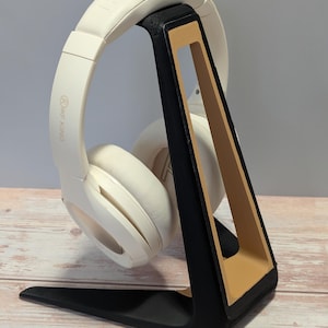 3D Printed Headphone Stand – Modern Headset Holder for Desk or Gaming Setup – sleek headset hanger for home office  – Minimalist Organizer