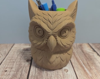 3D Printed Owl Pen Holder – Cute Desk Organizer for Markers, Pens, and Pencils – Owl Desk Accessory Gift