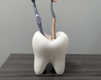 3D Printed Toothbrush Holder Tooth Design |Tooth Shaped Bathroom Accessory | Bathroom Tooth Holder | Cute 3D Print Bathroom Decor