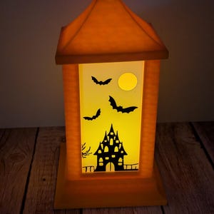 Spooky Halloween Laterne - Jack O Lantern - Kürbis, Spinne, Happy Halloween & Haunted House - LED-Licht inklusive - 3D gedruckt