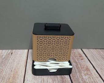 Soporte para bastoncillos de algodón impreso en 3D con tapa a presión: organizador y caja de almacenamiento moderna para el baño.