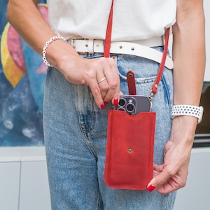 Bolso bandolera de cuero para teléfono con ranuras para tarjetas: pequeño monedero para uso diario