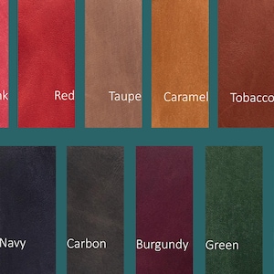 Puede incluir: Una paleta de colores con muestras de rosa, rojo, taupe, caramelo, tabaco, chocolate, negro, azul marino, carbono, borgo&ntilde;a, verde y marr&oacute;n oscuro. Cada color est&aacute; etiquetado.