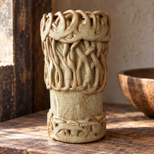 Skulpturale Vase von Joy & Ken Wild Firs Pottery | Britische Studiokeramik | Handgefertigtes Steinzeug | Vintage-Keramik aus Cheshire