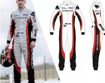 Traje de kart de nivel 2 hecho a medida con opción de agregar sus propios logotipos, etiquetas, nombre, bandera, número, etc. con envío gratis