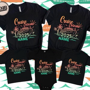 Personalized Cruise Squad 2025 Shirt, Colorful Group Vacation Tee, Custom Family Trip Shirt, Matching Cruise Shirts for Women Men Kids