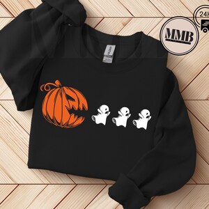 Halloween Ghost Pumpkin Sweatshirt, Funny Spooky Season Crewneck, Cute Fall Ghost Sweater, Pumpkin Halloween Hoodie