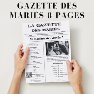 Personalized wedding gazette in French (8 pages), 8-page wedding gazette to personalize.