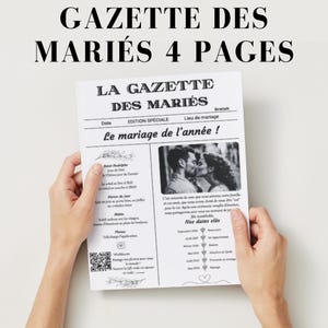 Personalized wedding gazette in French (4 pages), 4-page wedding gazette to personalize.