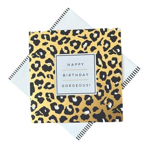 Tarjetas de cumpleaños de Alice Scott para amigos, tarjetas de lujo con lámina de oro, estampado de leopardo y fabuloso amigo, opción de mensaje escrito a mano
