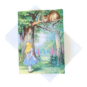 Biglietti di auguri di Alice nel paese delle meraviglie, Stregatto e Alice e Alice in una pioggia di biglietti