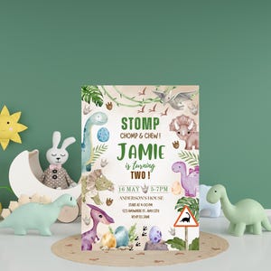Zaproszenie na przyjęcie urodzinowe z motywem dinozaura | Zaproszenie w 100% edytowalne | Szablon imprezy urodzinowej | Motyw Dino Wild Safari | Karta wydarzenia Roarsome